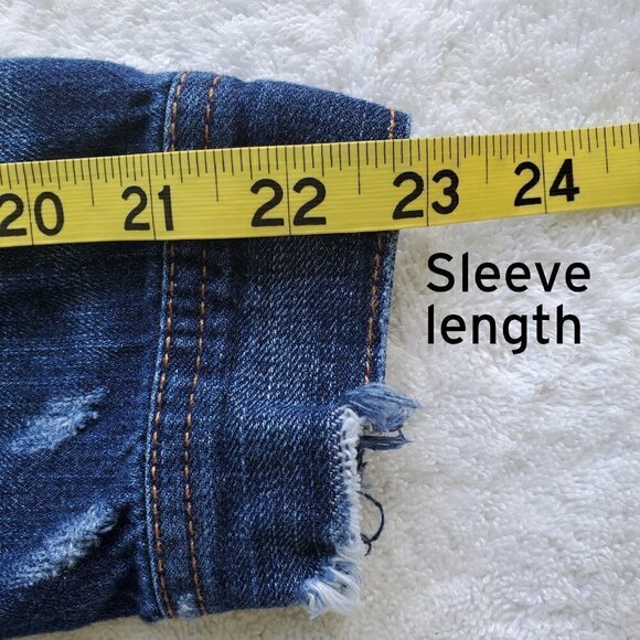 American Eagle Outfitters Deep Blue Wash Jean Jacket 100% Soft Cotton Size M - Picture 12 of 15